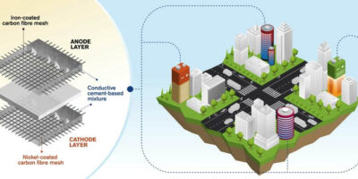 Imagine edifícios inteiros capazes de armazenar energia, como uma bateria gigante, no próprio concreto de que ele é feito (Crédito: Universidade de Tecnologia Chalmers)